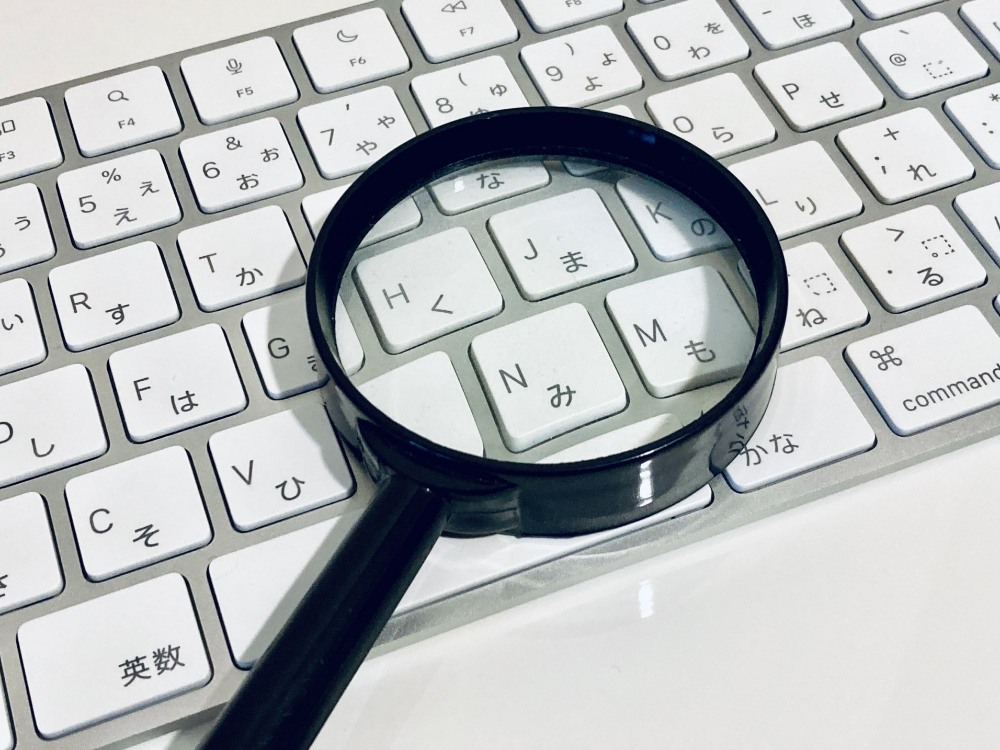 パソコンと虫メガネ